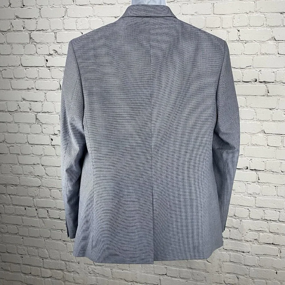 Marks & Spencer Blue Houndstooth Easy Care 2 Button Vented Sports Blazer Size 44